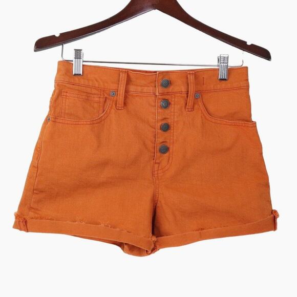 Madewell Pants - Madewell Size 25 High-Rise Denim Shorts Cut Off K9543 Burnt Orange